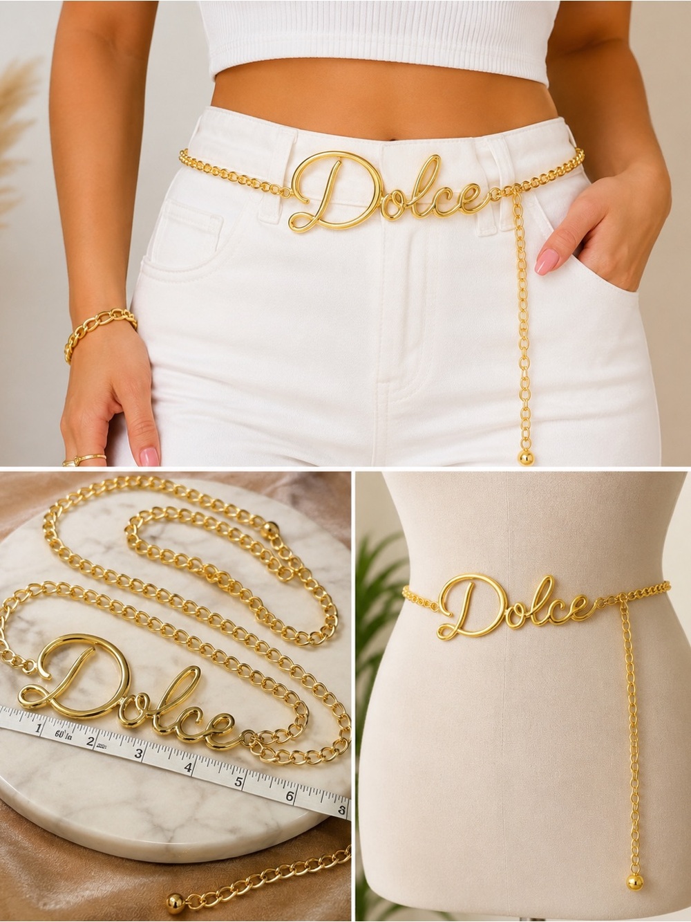 New Gold-Tone Chain Waist Belt - Women Accessories One Size